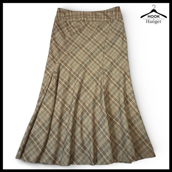 Tapemeasure Plaid Swing Jacket Flared Midi Skirt Suit Set 10 Academia Brown 40s - Picture 7 of 16